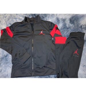 Kids Jordan Black and Red Lightweight Jacket & Joggers